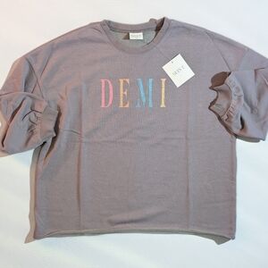 Seint DEMI Cropped Light Purple Crewneck Shirt Oversized Women's XS NWT